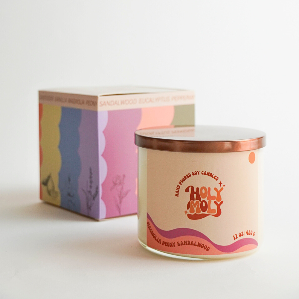 Magnolia Peony Sandalwood - Hand Poured Scented Soy Candle - Gift Box - 17oz
