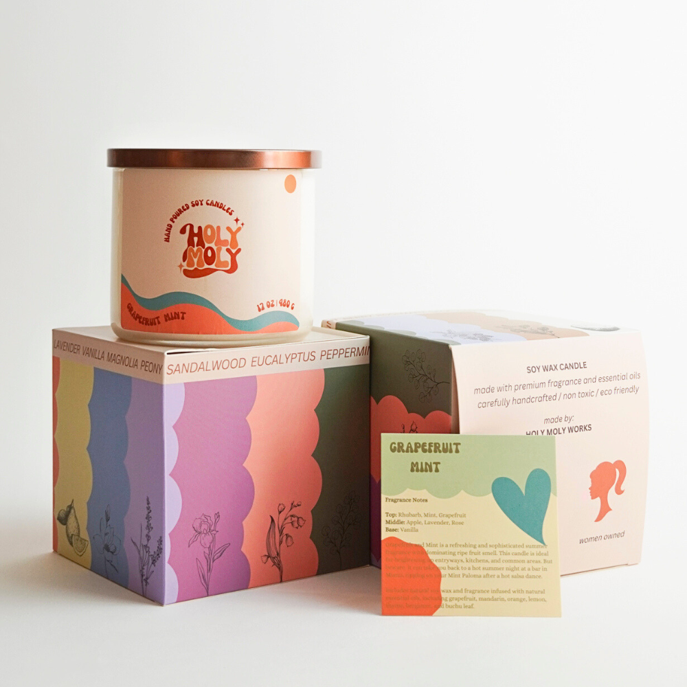Grapefruit Mint - Hand Poured Scented Soy Candle - Gift Box - 17oz