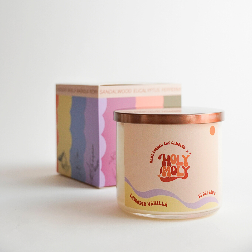 Lavender Vanilla - Hand Poured Scented Soy Candle - Gift Box - 17oz