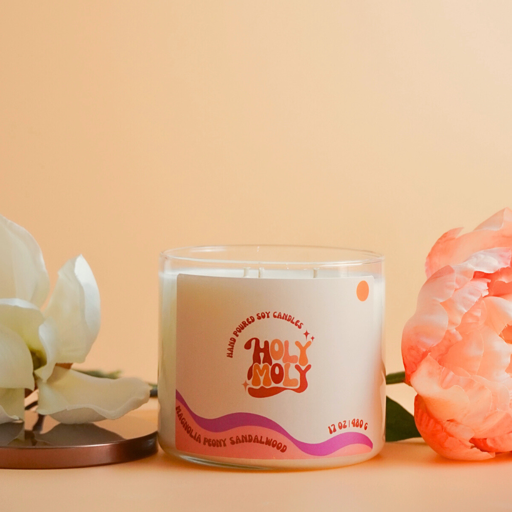 Magnolia Peony Sandalwood - Hand Poured Scented Soy Candle - Gift Box - 17oz