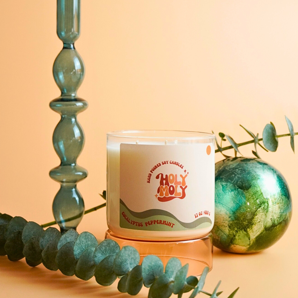 Eucalyptus Peppermint - Hand Poured Scented Soy Candle - Gift Box - 17oz